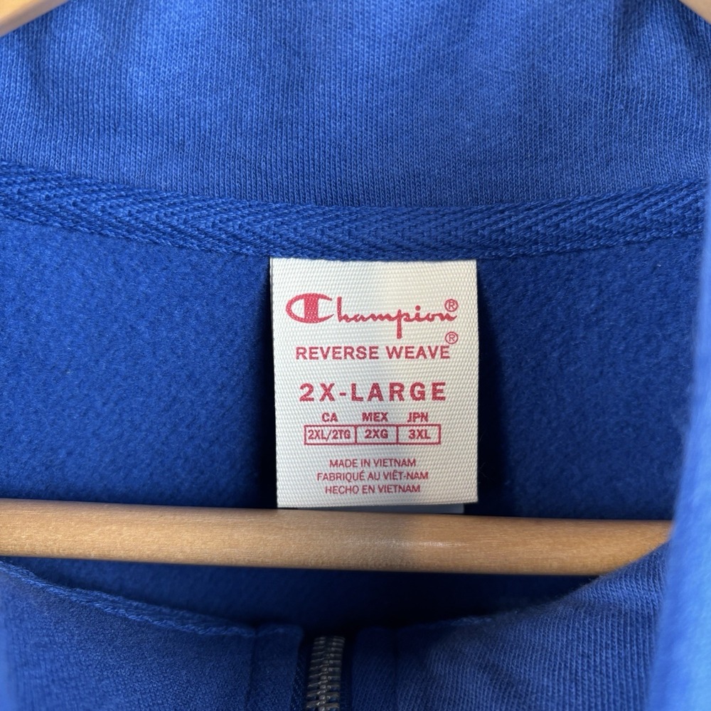 Champion Reverse Weave Sweatshirt Mens 2XL Blue 1/4 Zip Pullover *RARE* - Picture 3 of 8